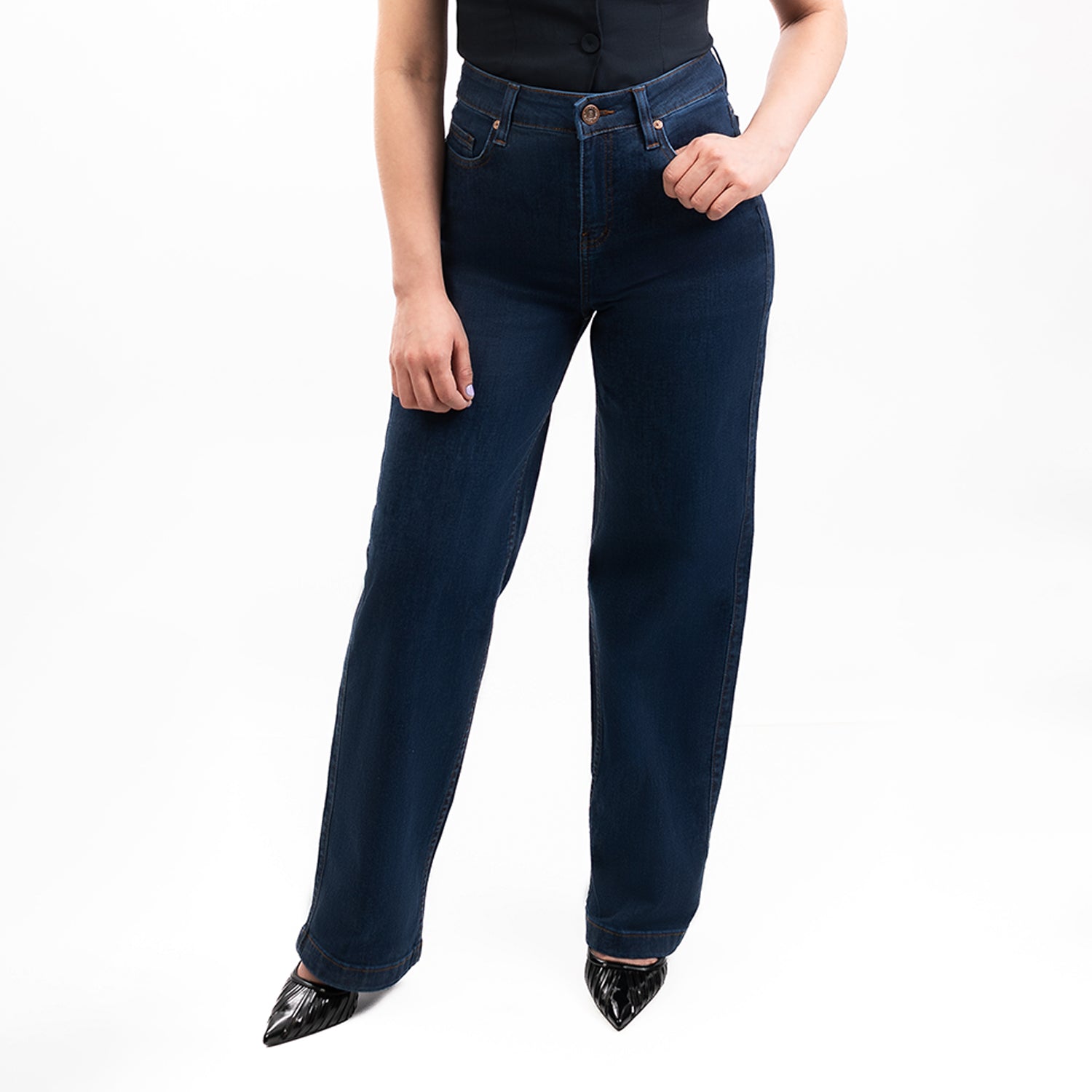 Dama Wide Leg Jeans Azul Stone