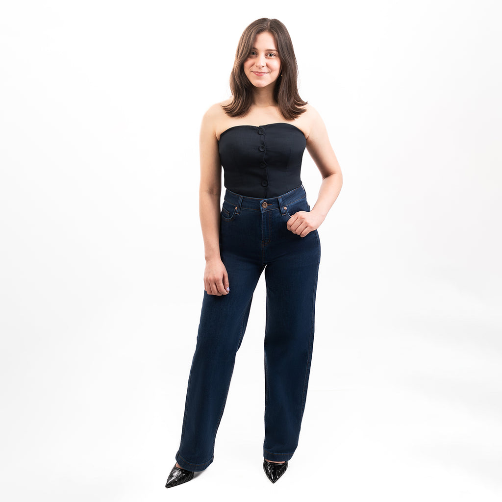 Dama Wide Leg Jeans Azul Stone