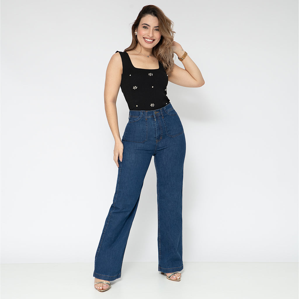 DAMA JEANS PALAZZO C/B