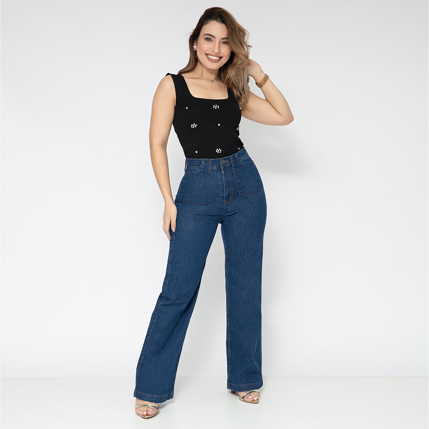 DAMA JEANS PALAZZO C/B