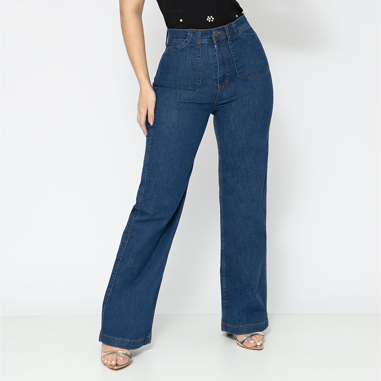 DAMA JEANS PALAZZO C/B